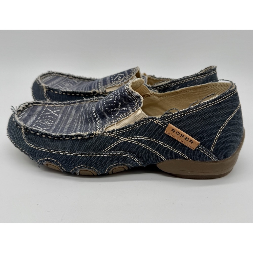 Roper Shoes Women's Sz‎ 8.5 Daisy Blue Driving Moc Slip On Casual